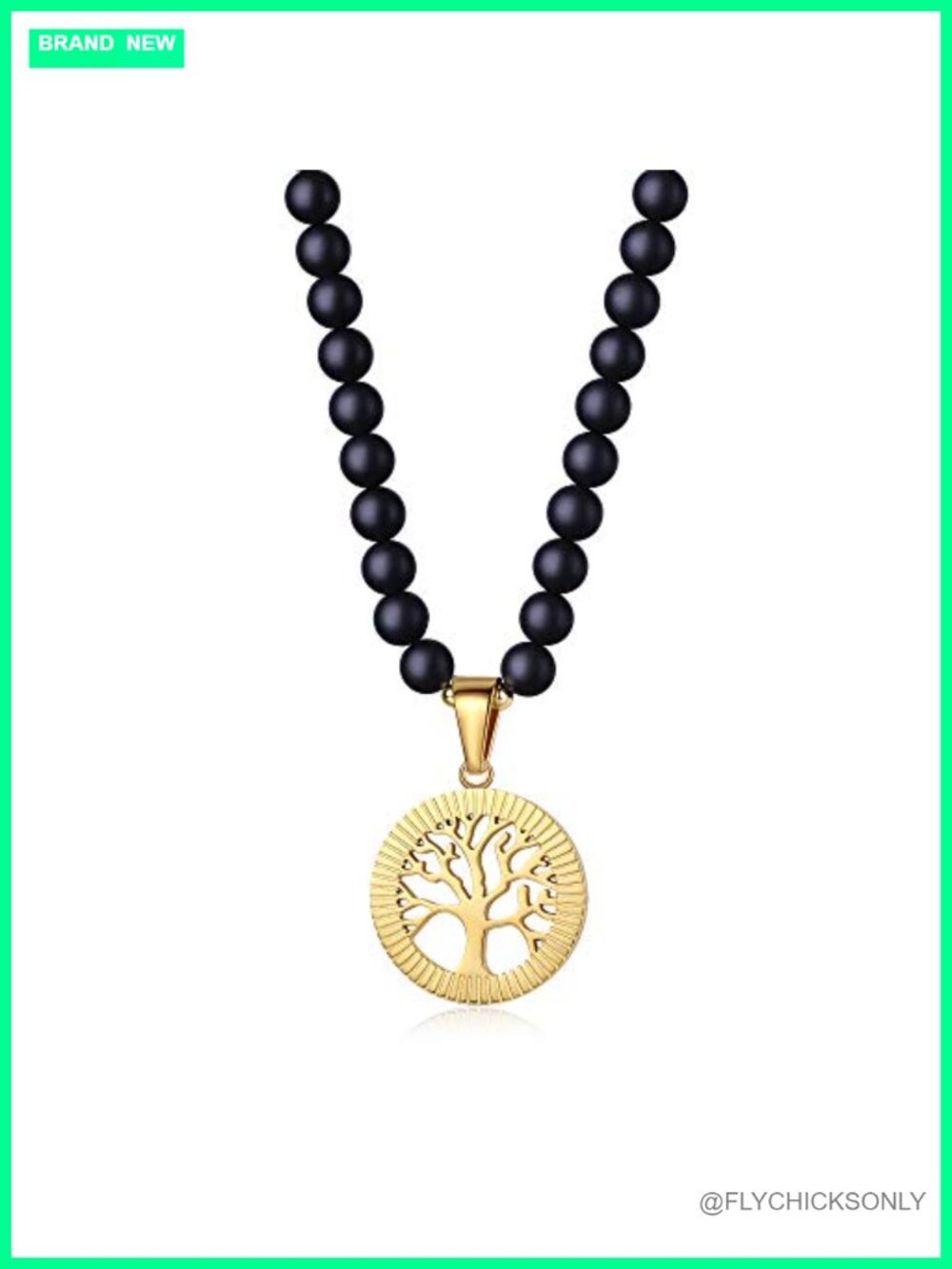 108 Mala Beads Necklace 6mm Matte Onyx Stone Tree of Life Yoga Meditation